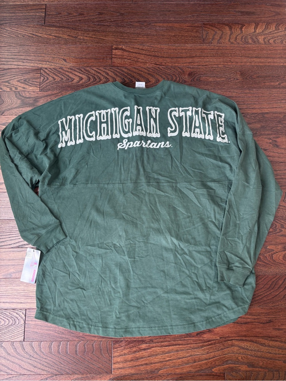 NWT Michigan State Apparel Forest Green Lace-Up Long-Sleeve Tee - Picture 2 of 4